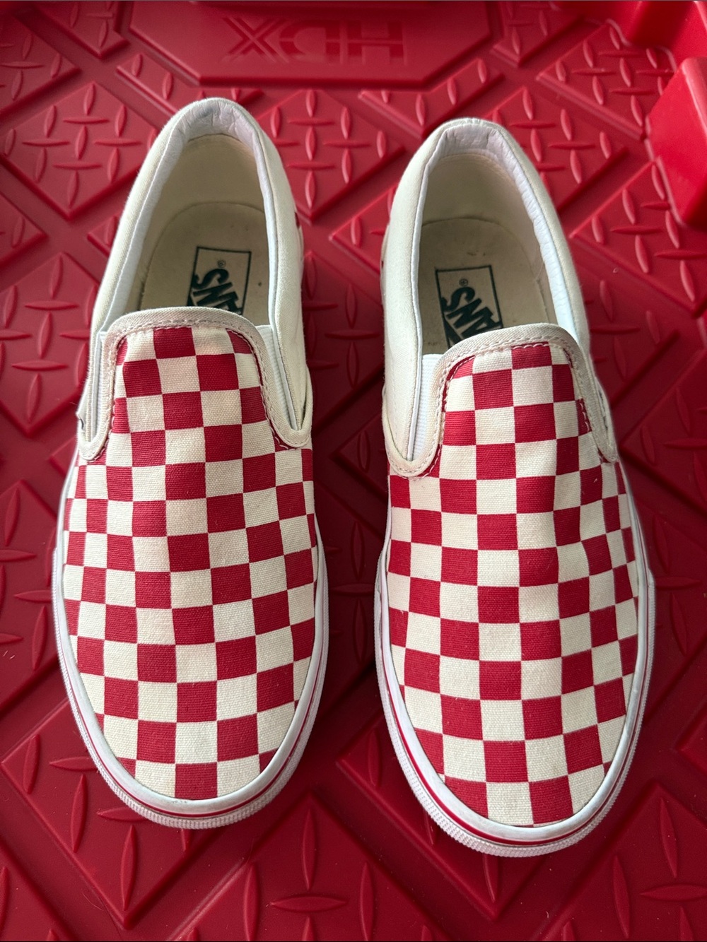 Vans Unisex Classic Slip-On Checkerboard - Red/White